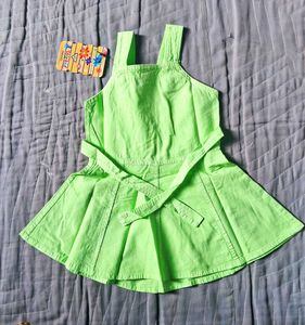 Lime Green Embroidered Jumper Dress