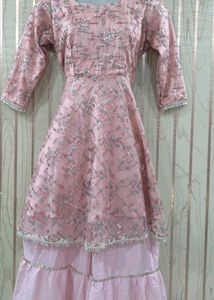 Beutiful Pink Colour Frock With Garara