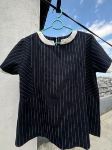 Striped White Collar Top