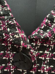 Plus Size Checkered Tweed Jacket