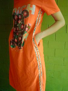 Orange Bear Print Dress