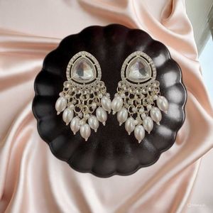 Kundan Earrings with white pearls