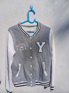 Grey Varsity Jacket - Size S