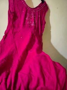Magenta Mirror Work Kurta