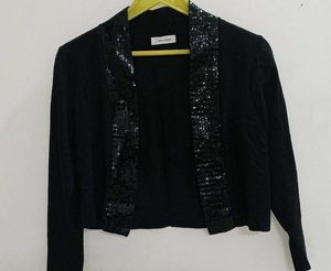 Black Sequin Blazer Cardigan