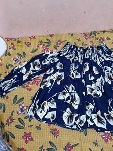 Floral Print Navy Blue off shoulder Top