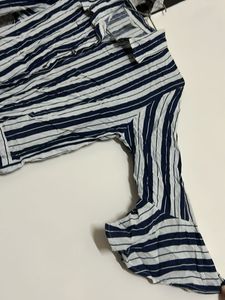 Striped Tie-Front Crop Shirt