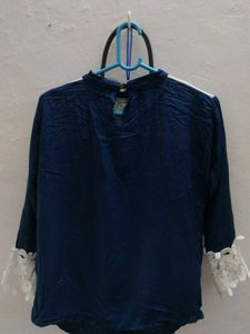 Navy Blue Lace Top