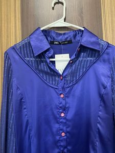 Zara Blue Satin Shirt