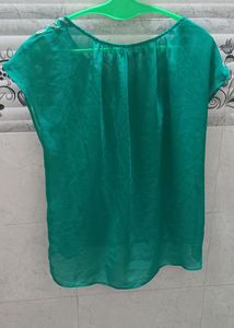 Green Embroidered Sheer Top