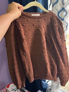 H&amp;M Brown Pom-Pom Sweater