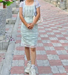 Aesthetic Lace Trim Dress 👗