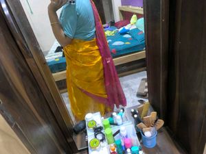 Yellow And Pink Festive Saree