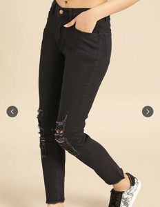 Distressed Black Denim Jeans