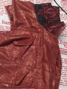 Red Leafy Embellished Top