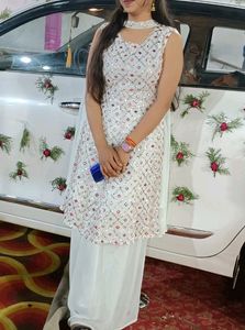White Plazo Set