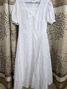 White Floral Printed Dress