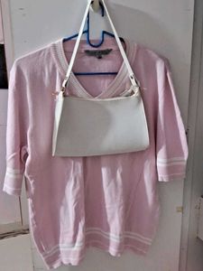 Pink Top And Trendy Purse