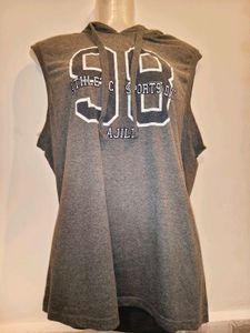Grey Sleeveless Hoodie Tee
