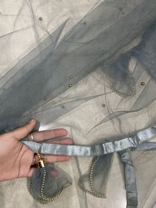 Elegant Grey Embellished Gown and chunri