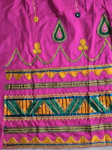 Vintage Gotta Patti Saree Green &amp; Pink