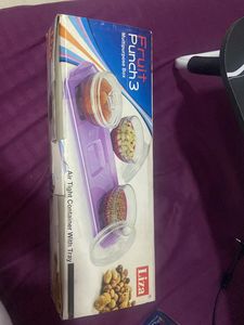 Dryfruit Tray With 3 Containers With Air Tight Lids