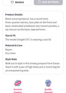 Eavan Black Lace Jumpsuit From Myntra