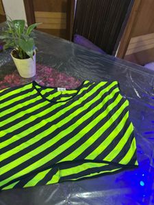 Striped Black and Neon Yellow Top