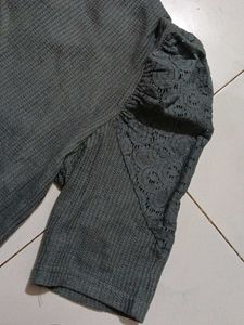 Gray Graphic Print Top