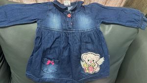 Denim Dress with Teddy Applique