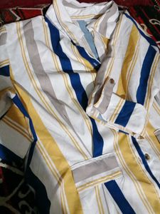 Striped Button-Down Shirt Frock