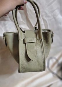 Elegant Olive Green Leather Top Handle Bag