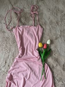 Pink Tie Strap Dress