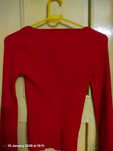 Red Shimmer long Sleeve Top