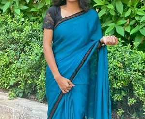 Beautiful Navy Blue Silk Saare