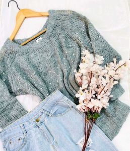 Pinterest Blue Knit Sweater C