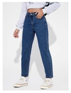 Dark Blue High Waist Mom Fit Denim