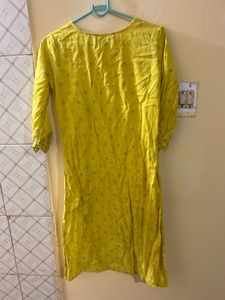 Yellow Embroidered Kurta and T-shirt