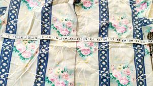 Lime Green Printed Cotton Shirt Size-42