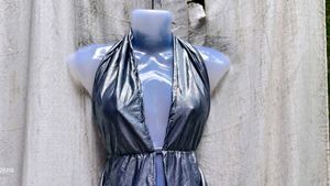 I. Silver Halter Top
