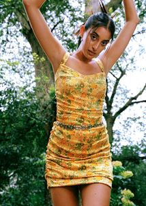 Urban Outfitters Claira Ruched Mini Bodycon Dress