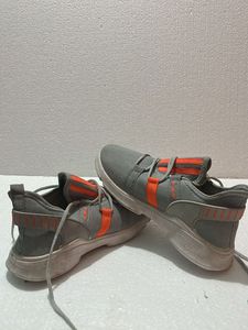 Gray & Orange Fashion Sneakers