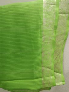 Elegant Green Saree with Silver Border