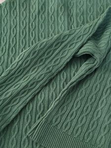 Green Cable Knit Polo Sweater