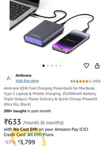 Ambrane powerlit ultra lite  20000mAH