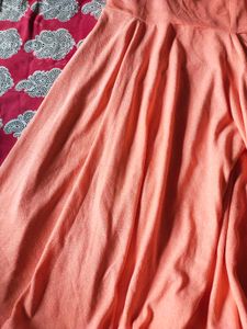 Peach Fit &amp; Flare Dress(Sleeves Are Attached)