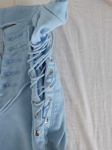 Light Blue Lace-Up Jeans