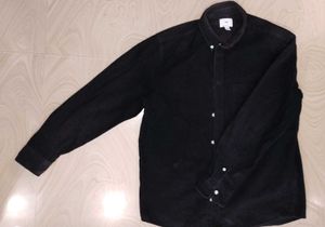H&M Black Corduroy Button Down Shirt