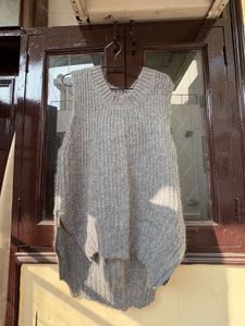 Gray Sleeveless Knit Top