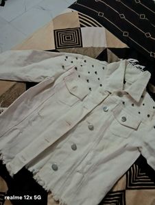 Studded White Denim Jacket